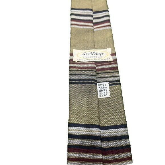 Sterling's Store For Men Vintage Wool Blend Striped Square Tie Retro 52 X 2 1/2 - Picture 6 of 9